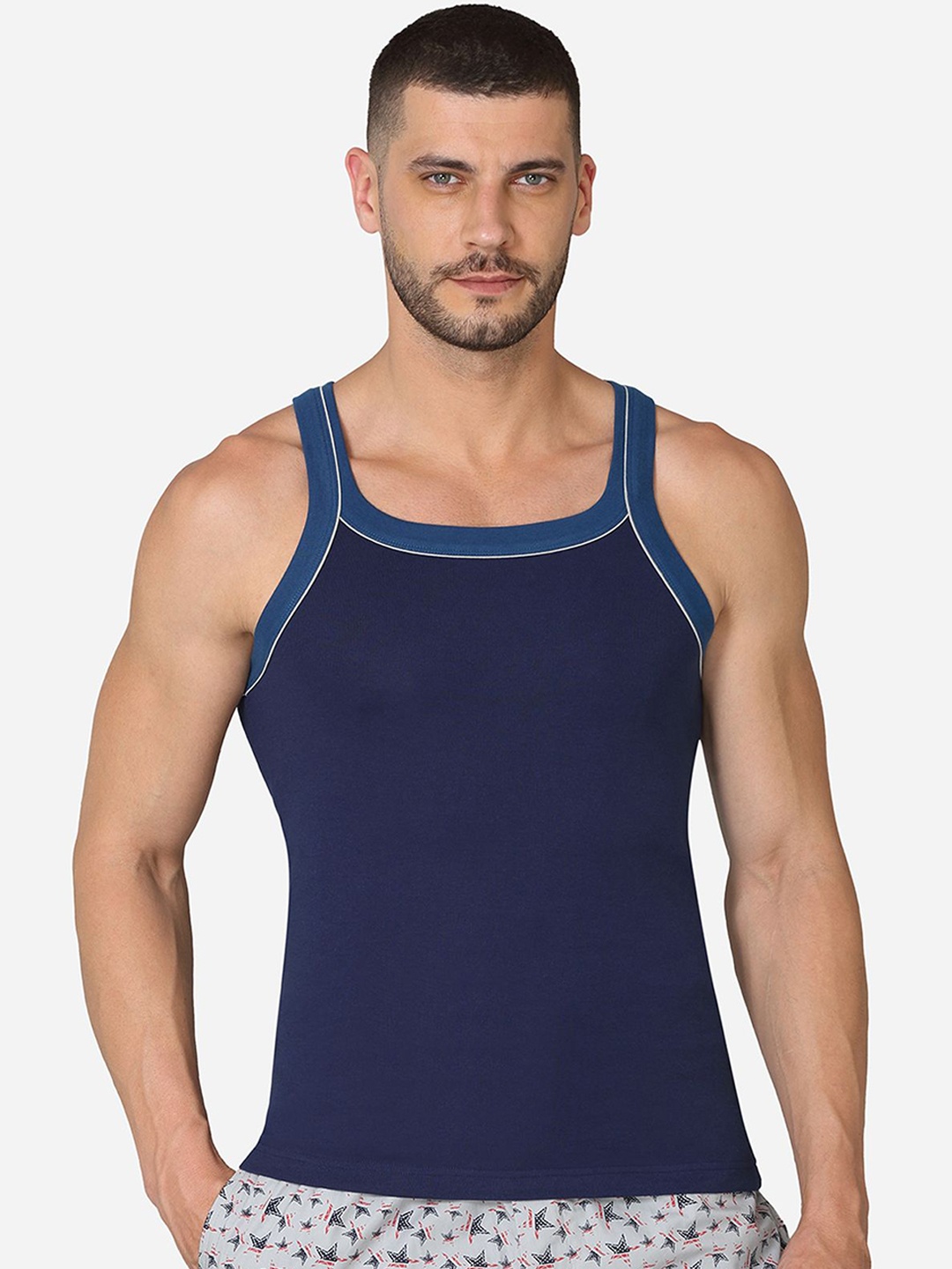 

VStar Square Neck Pure Cotton Basic Innervest, Navy blue