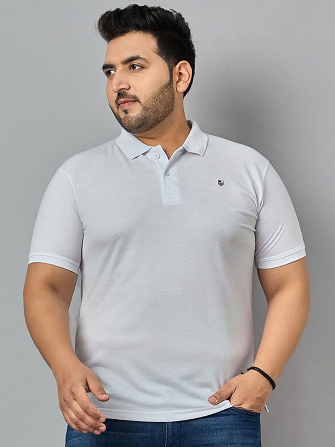

Zigo Plus Size Polo Collar Short Sleeves T-shirt, White