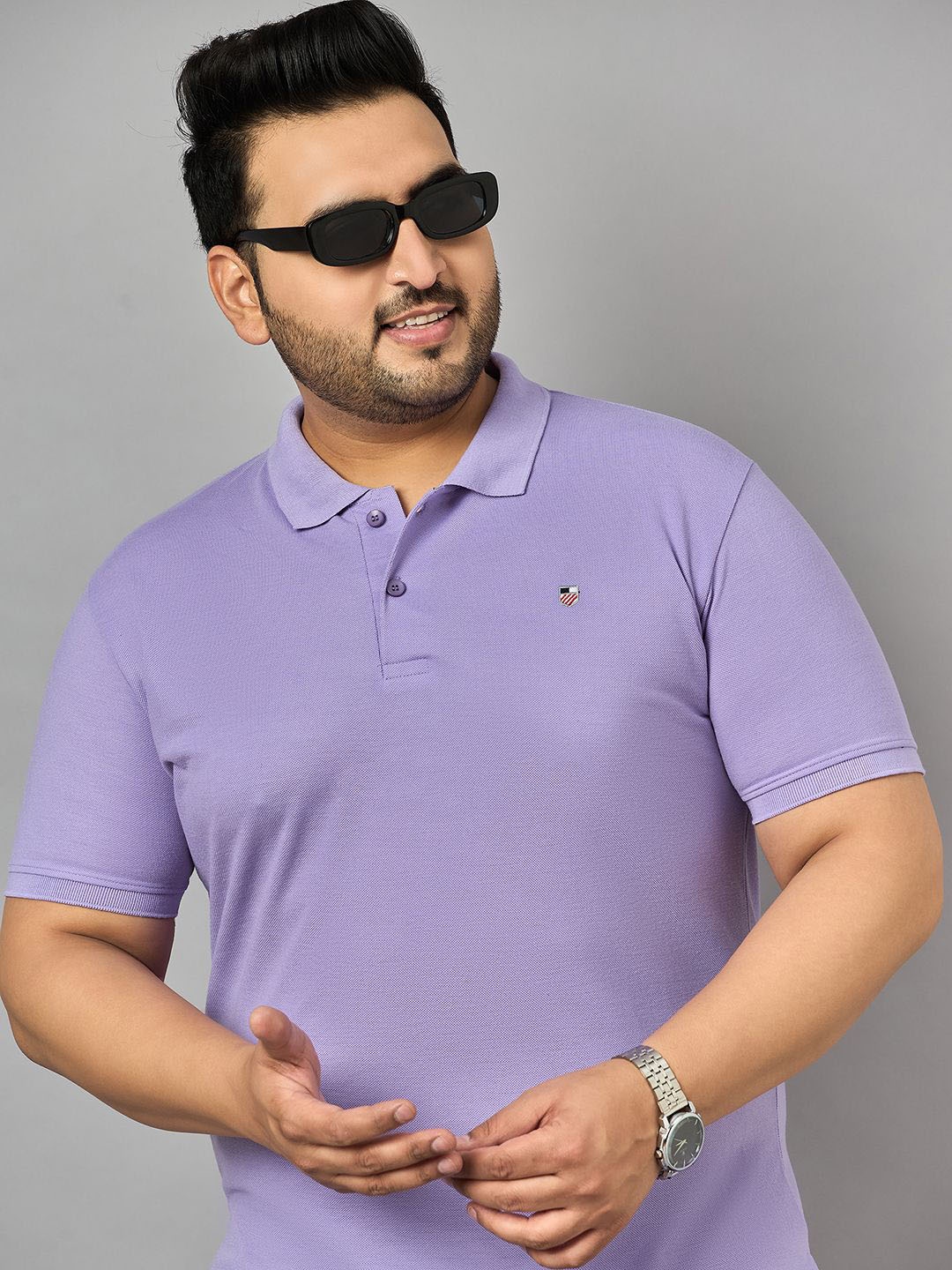 

Zigo Plus Size Polo Collar Short Sleeves T-shirt, Lavender