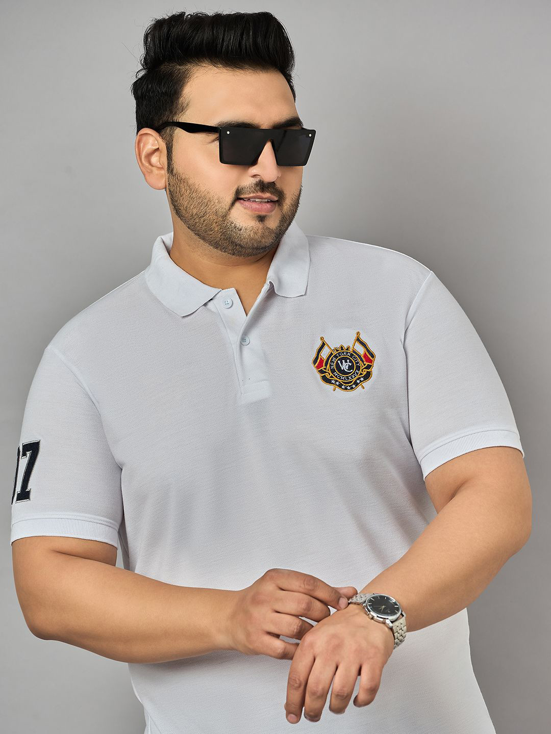 

Zigo Men Solid Polo Collar Plus Size T-shirt, White
