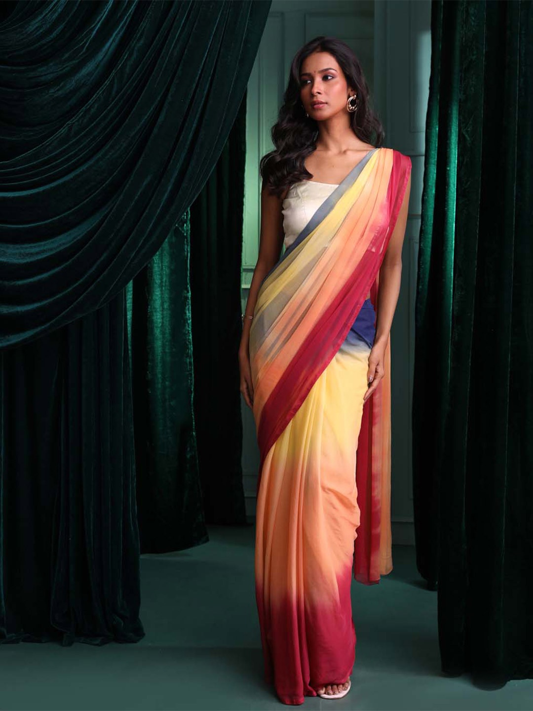 

Indethnic Ombre Holi Saree, Yellow