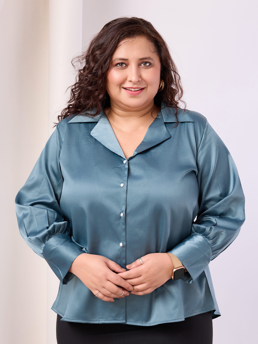 

RACHNA Plus Size Standard Opaque Formal Shirt, Blue