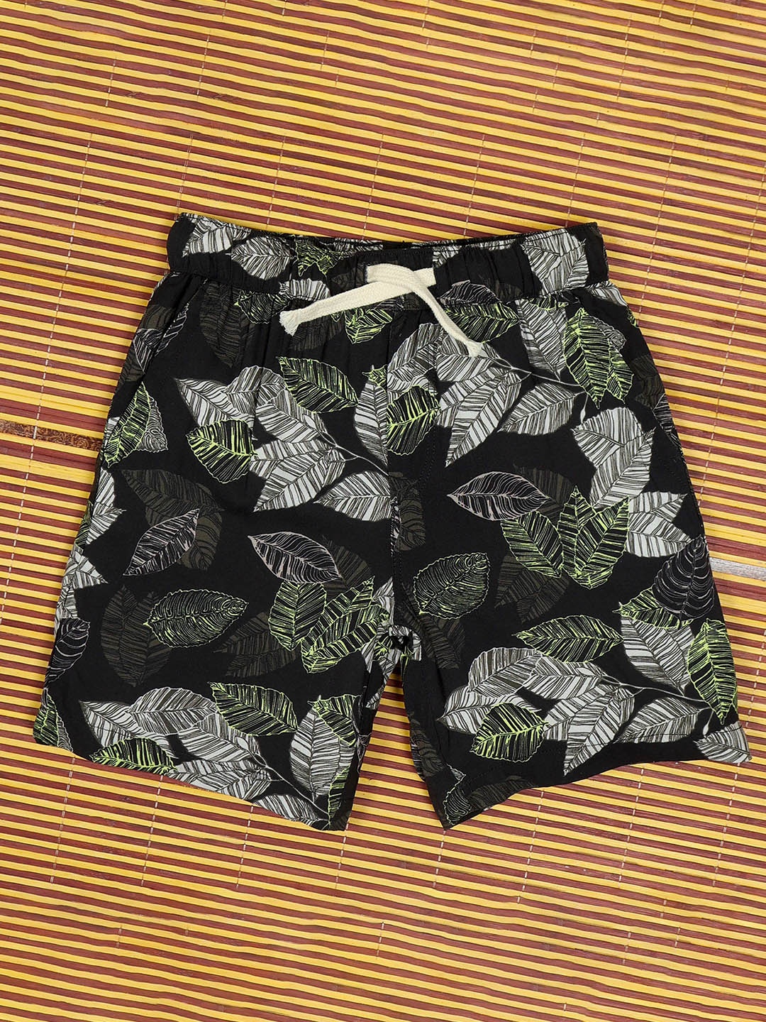 

The Lion and The Fish Boys Tropical Printed Relaxed Fit Mid-Rise Regular Casual Shorts, Yellow