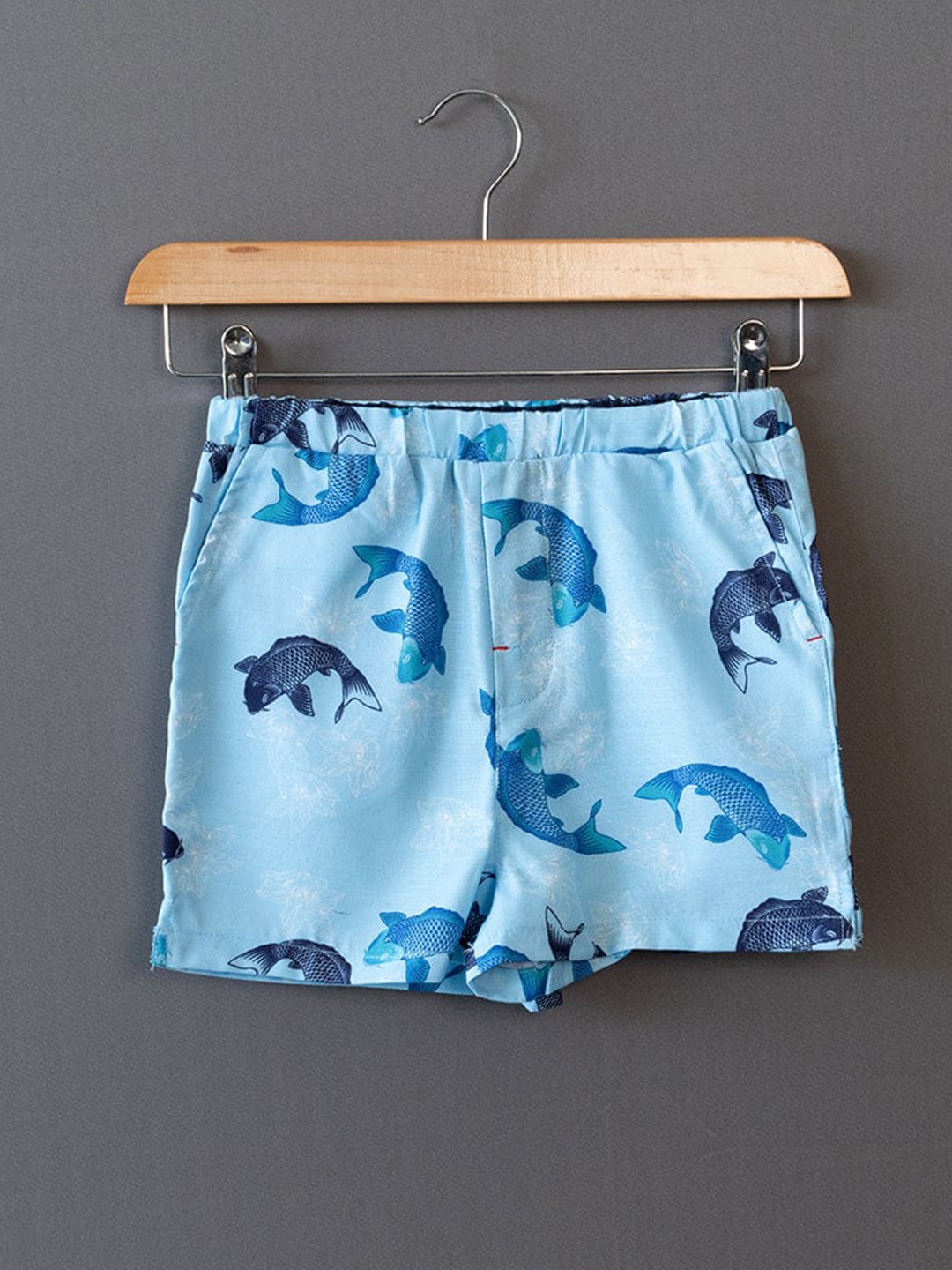 

The Lion and The Fish Boys Conversational Printed Mid-Rise Shorts, Blue
