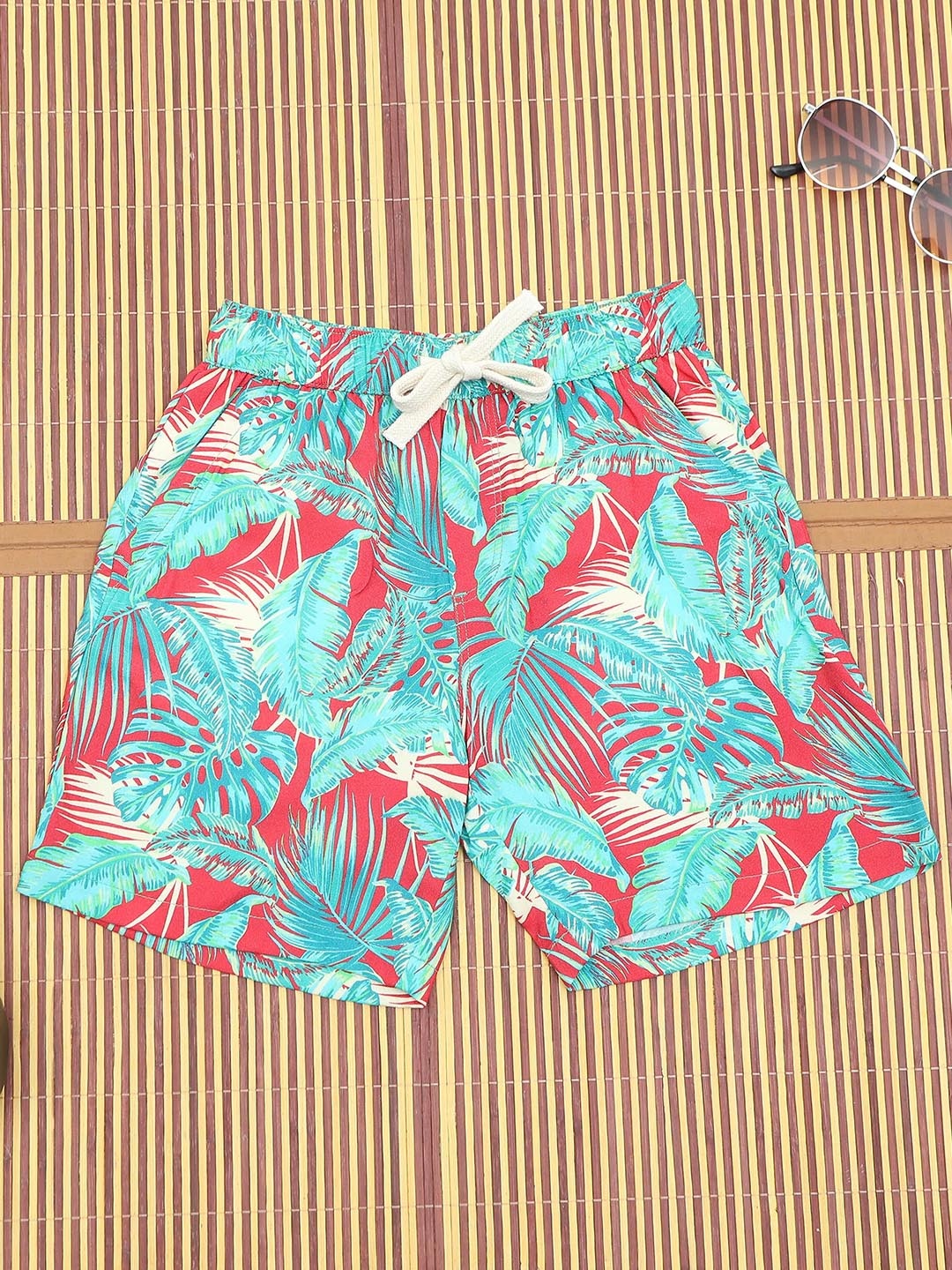 

The Lion and The Fish Boys Tropical Printed Relaxed Fit Shorts, Red