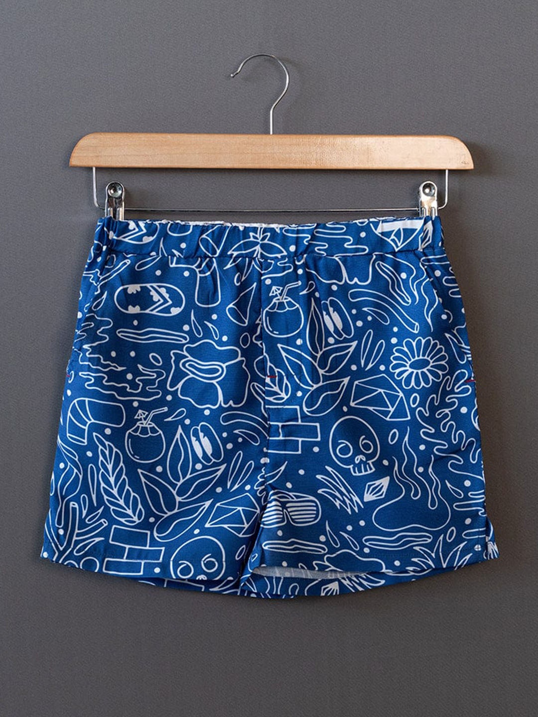 

The Lion and The Fish Boys Abstract Printed Mid-Rise Shorts, Blue