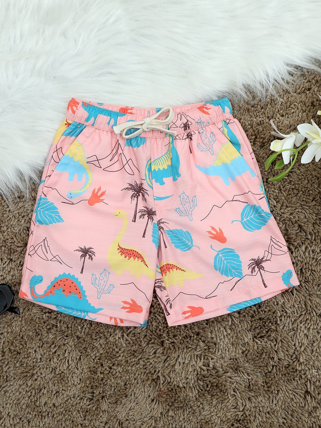 

The Lion and The Fish Boys Printed Relaxed Fit Shorts, Peach