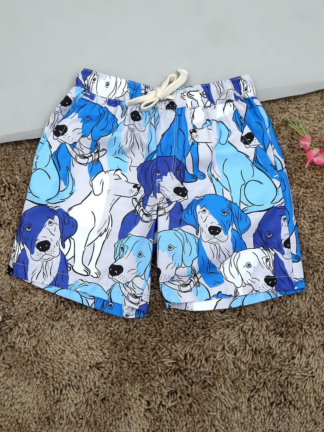 The Lion and The Fish Boys Graphic Printed Relaxed Fit Shorts, Blue