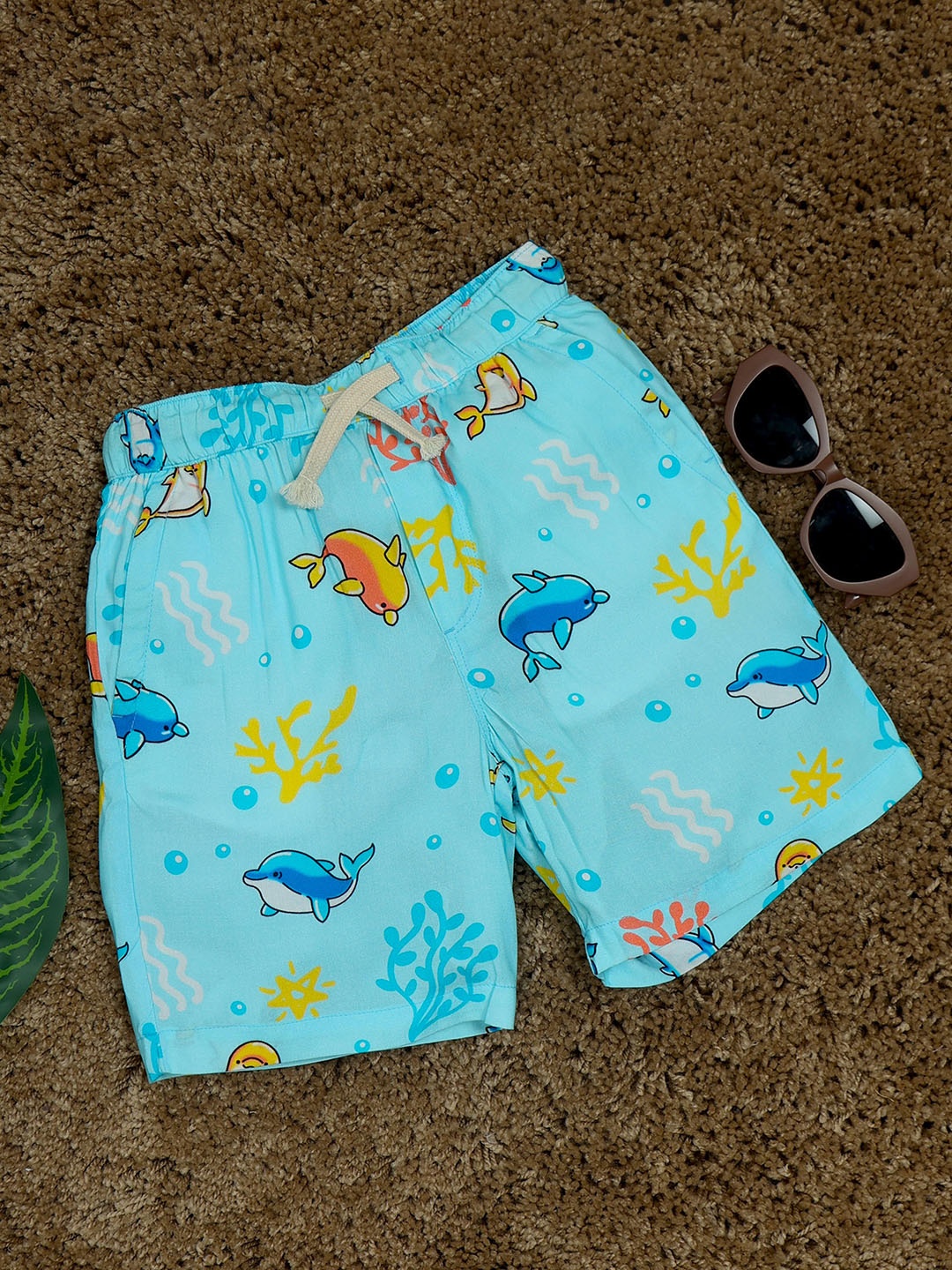 

The Lion and The Fish Boys Conversational Printed Relaxed Fit Shorts, Blue