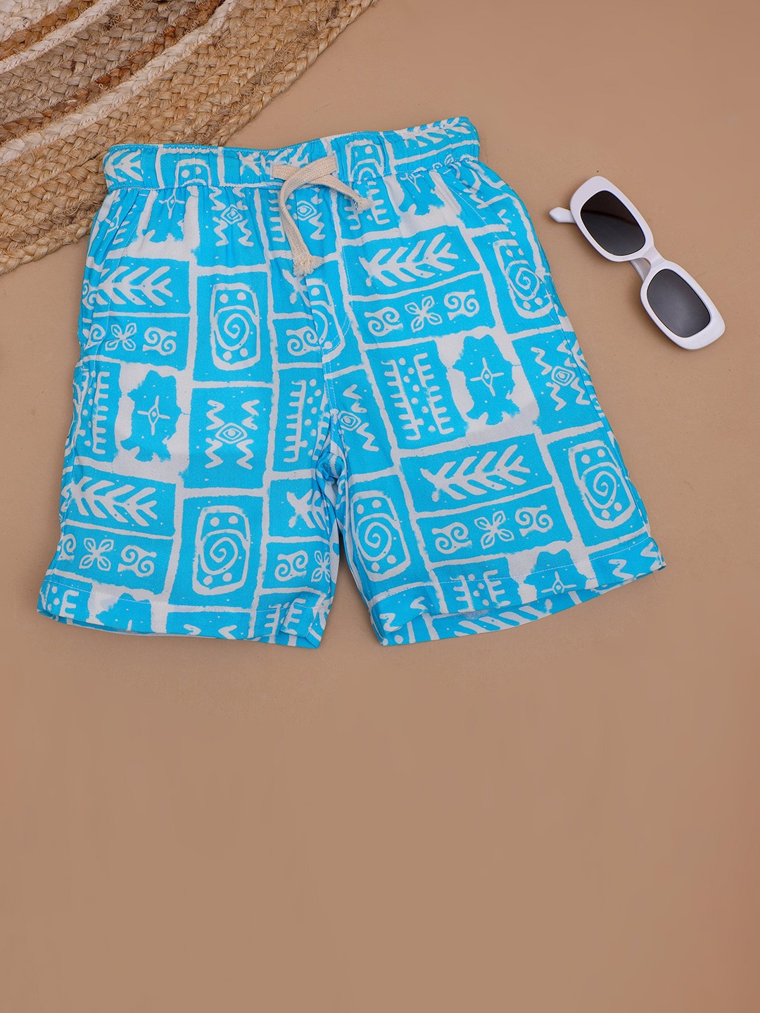 

The Lion and The Fish Boys Graphic Printed Relaxed Fit Shorts, Blue