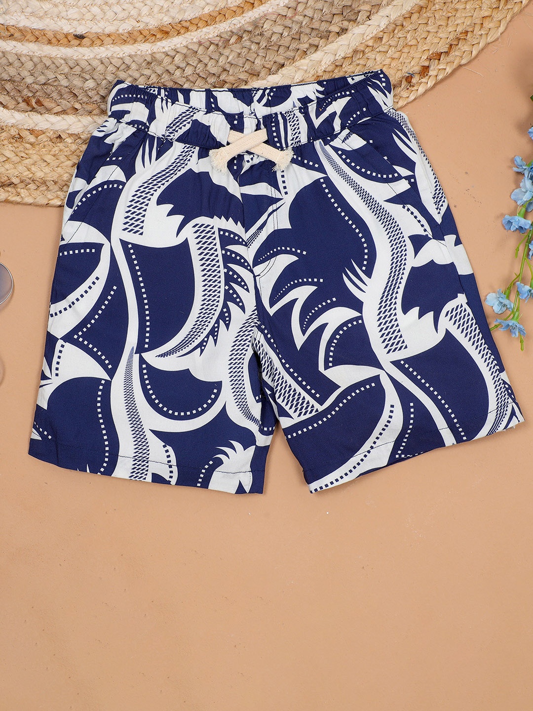 

The Lion and The Fish Boys Graphic Printed Relaxed Fit Shorts, Blue