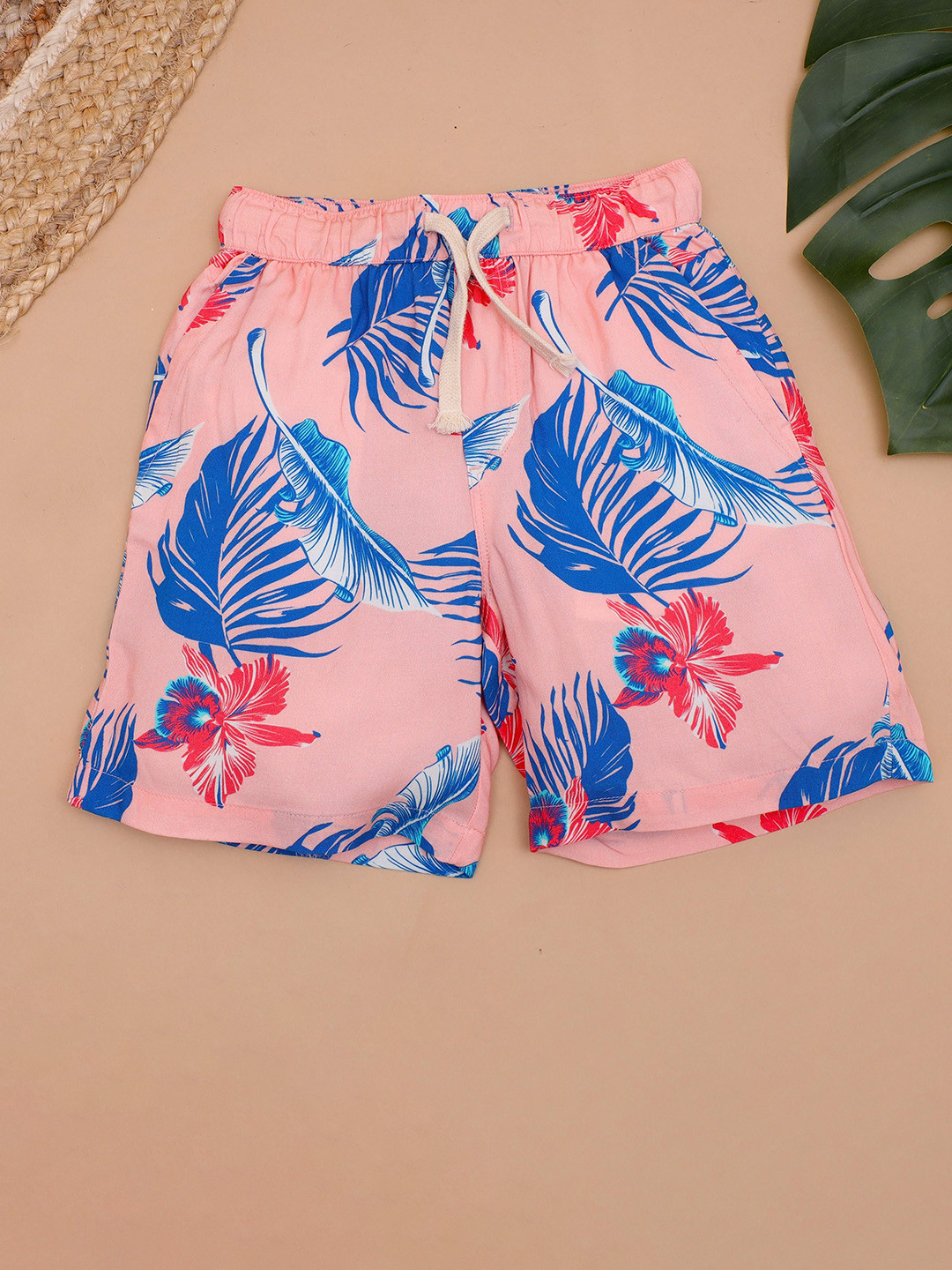 

The Lion and The Fish Boys Tropical Printed Relaxed Fit Shorts, Pink