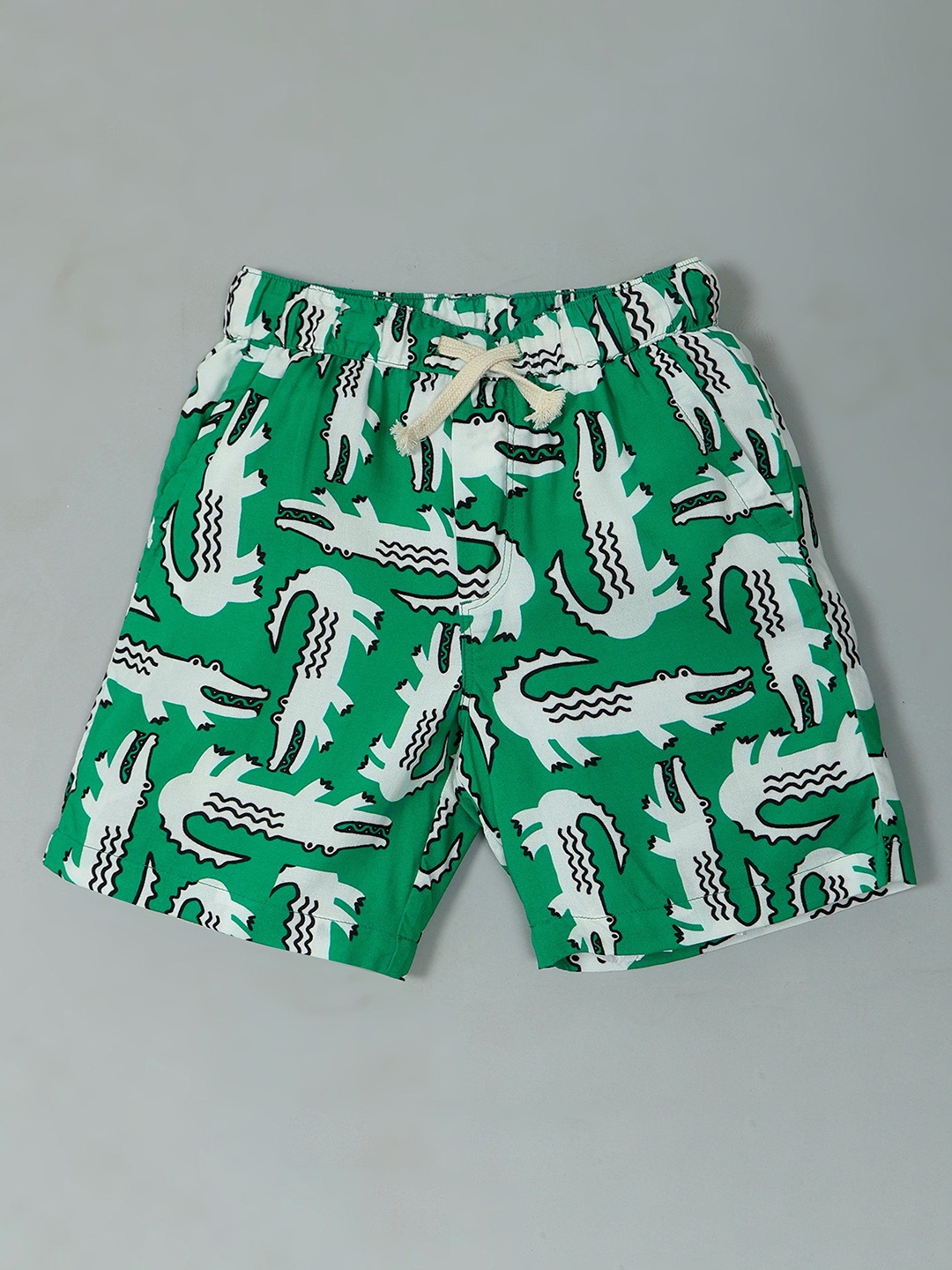 

The Lion and The Fish Boys Graphic Printed Relaxed Fit Mid-Rise Regular Casual Shorts, Green