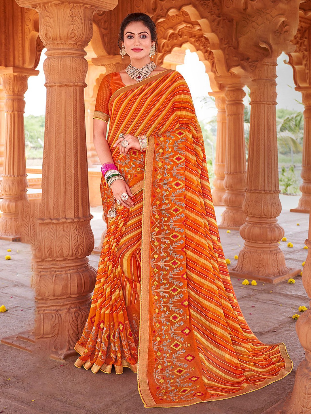 

Laxmipati Leheriya Gotta Patti Saree, Orange