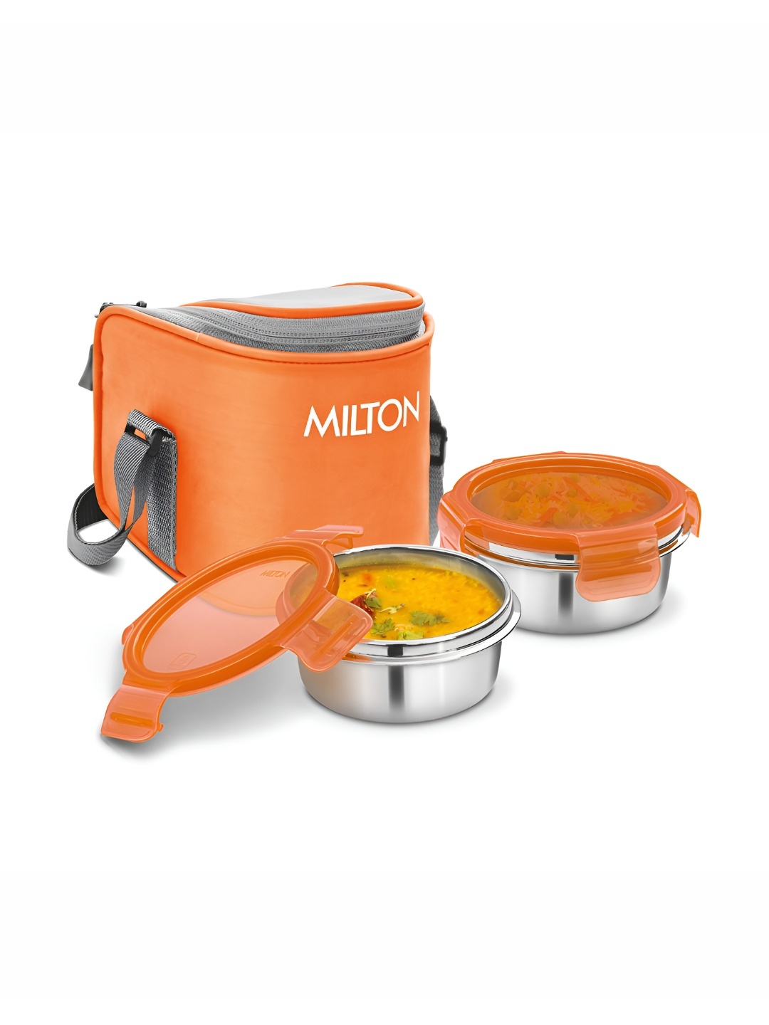 

Milton Set of 2 Orange Cube 2 Leakproof Lunch Box with Insulated Jacket - 300 ml each