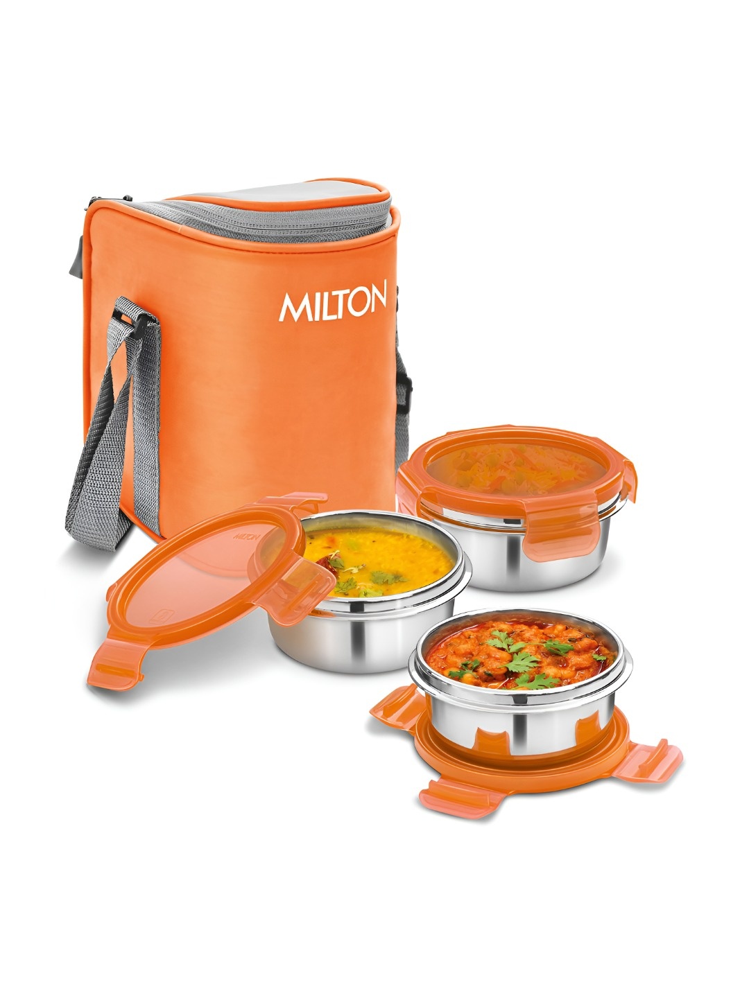 

Milton Set of 3 Orange Cube Leakproof Lunch Box with Insulated Jacket (300 ml each)