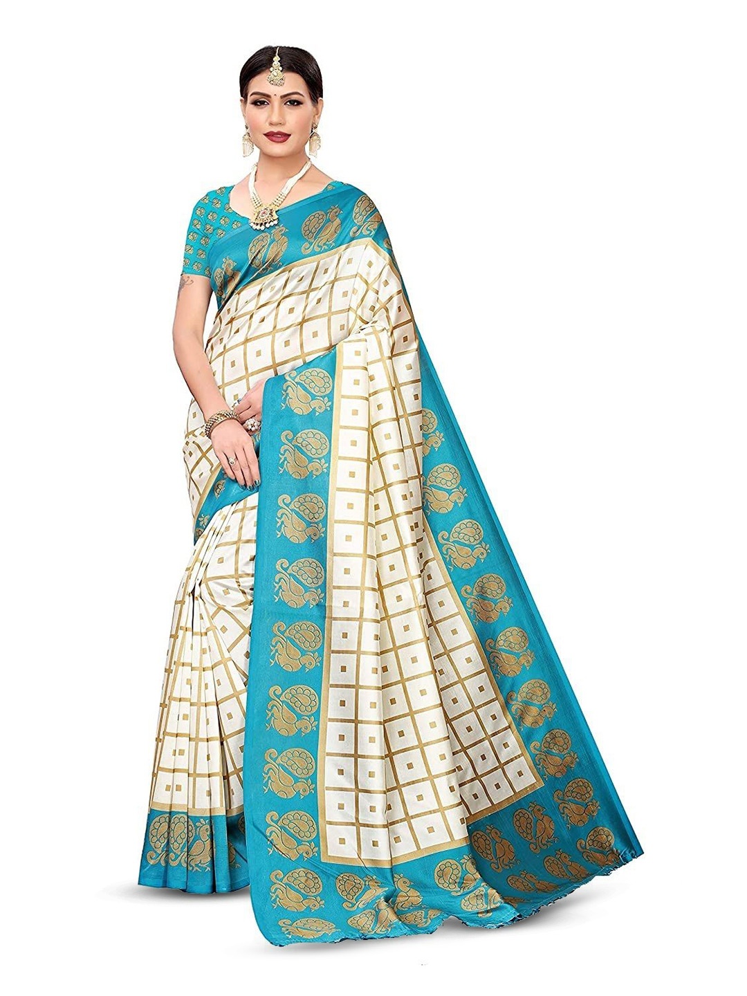 

RUNAYA NX Ethnic Motifs Saree, Navy blue