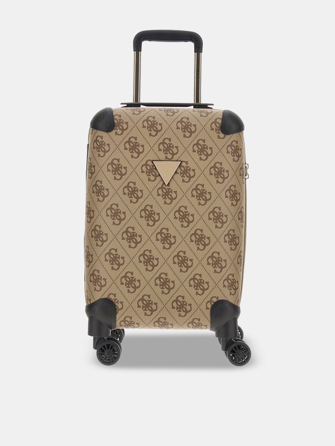 

GUESS Printed Hard-Sided Cabin Trolley Suitcase, Beige