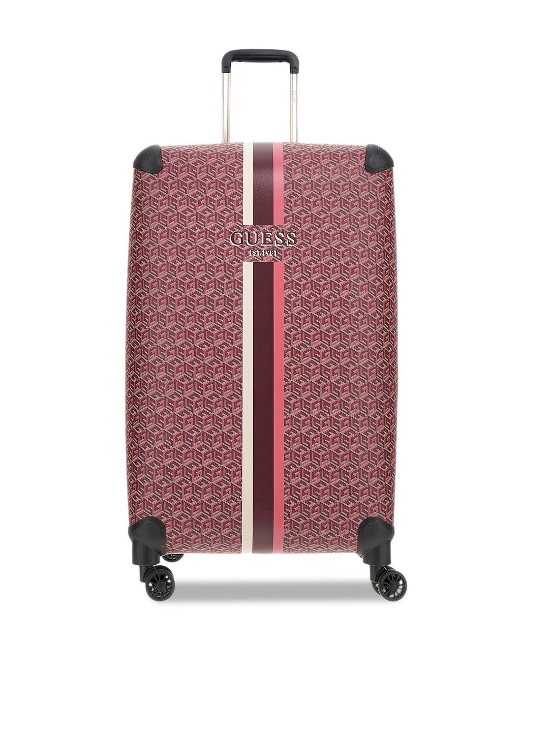 

GUESS Printed Hard-Sided Medium Trolley Suitcase, Red