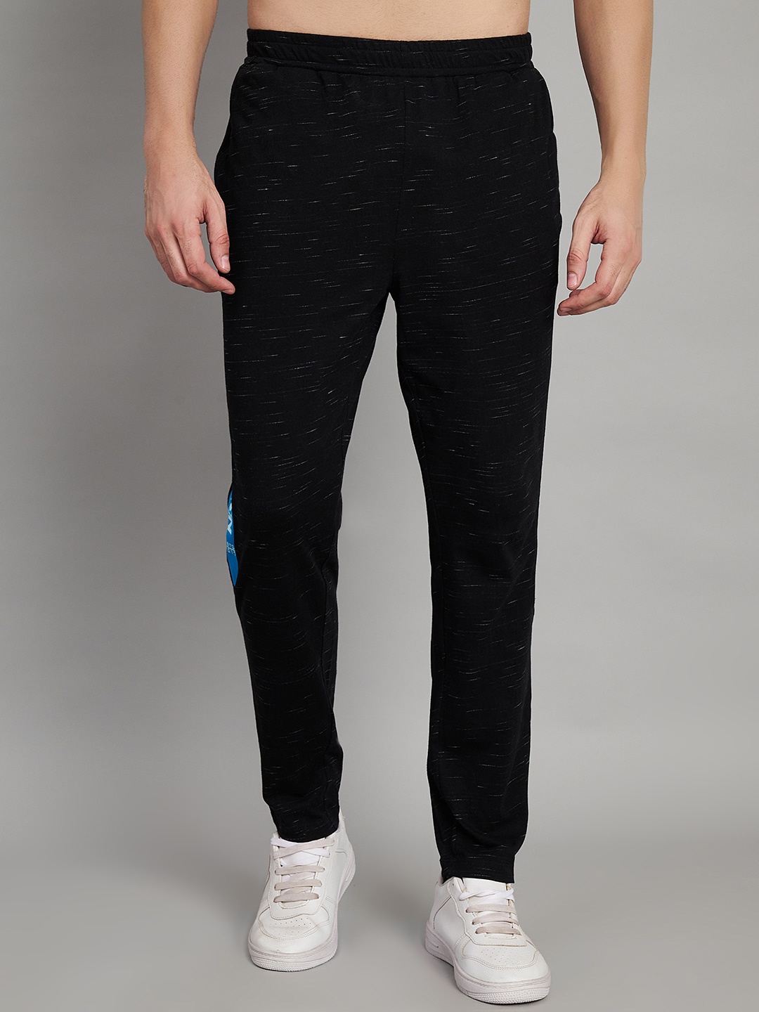 

Aazing London Men Brand Logo Printed Cotton Track Pants, Black