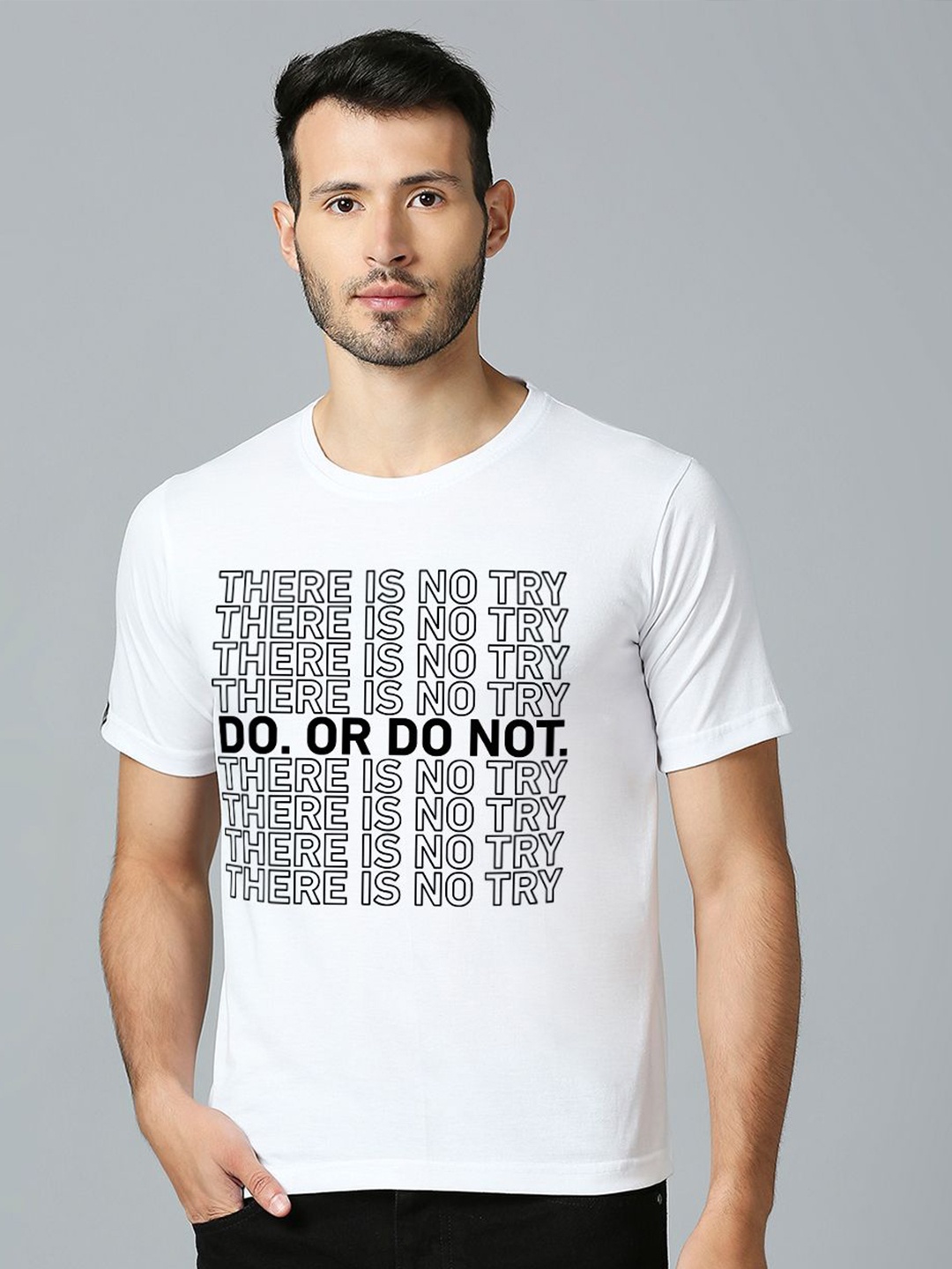 

MOD ECRU Unisex Typography Printed Round Neck Cotton T-shirt, White