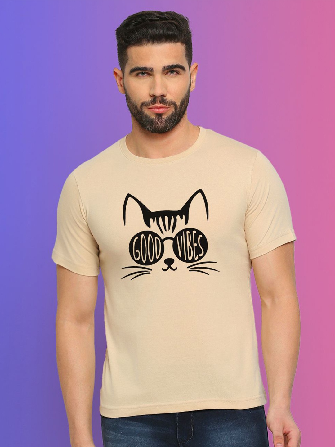 

MOD ECRU Unisex Plus Size Typography Printed Pure Cotton T-shirt, Cream