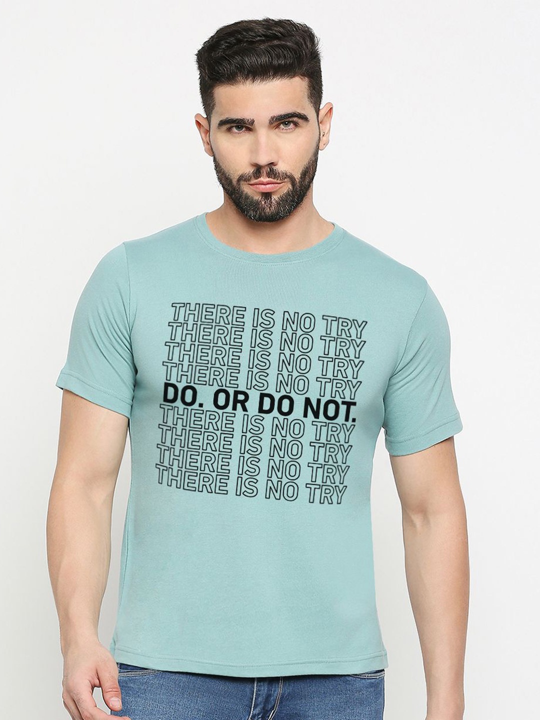 

MOD ECRU Unisex Typography Printed Round Neck Cotton T-shirt, Green
