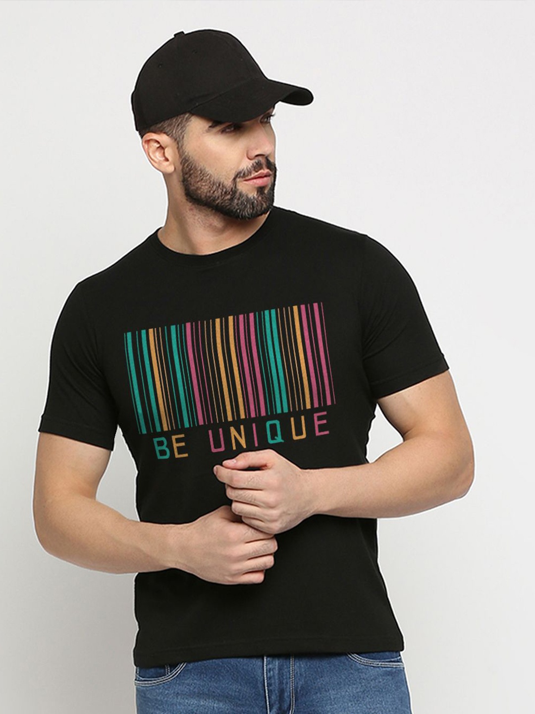 

MOD ECRU Unisex Typography Printed Cotton T-shirt, Black