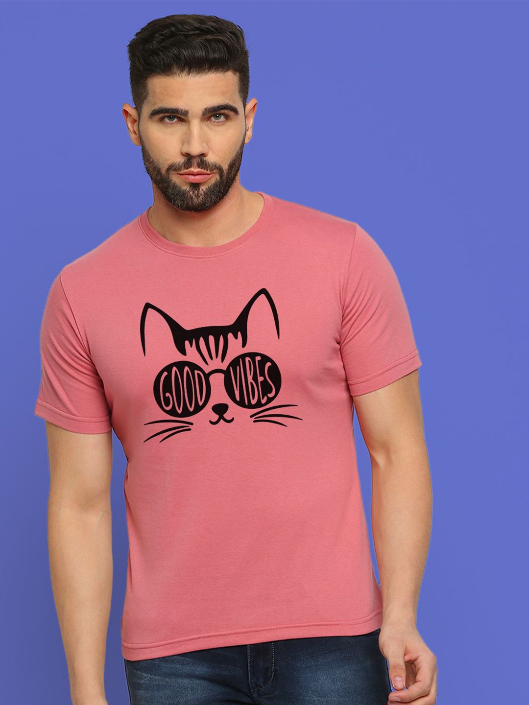

MOD ECRU Unisex Typography Printed Cotton T-shirt, Pink