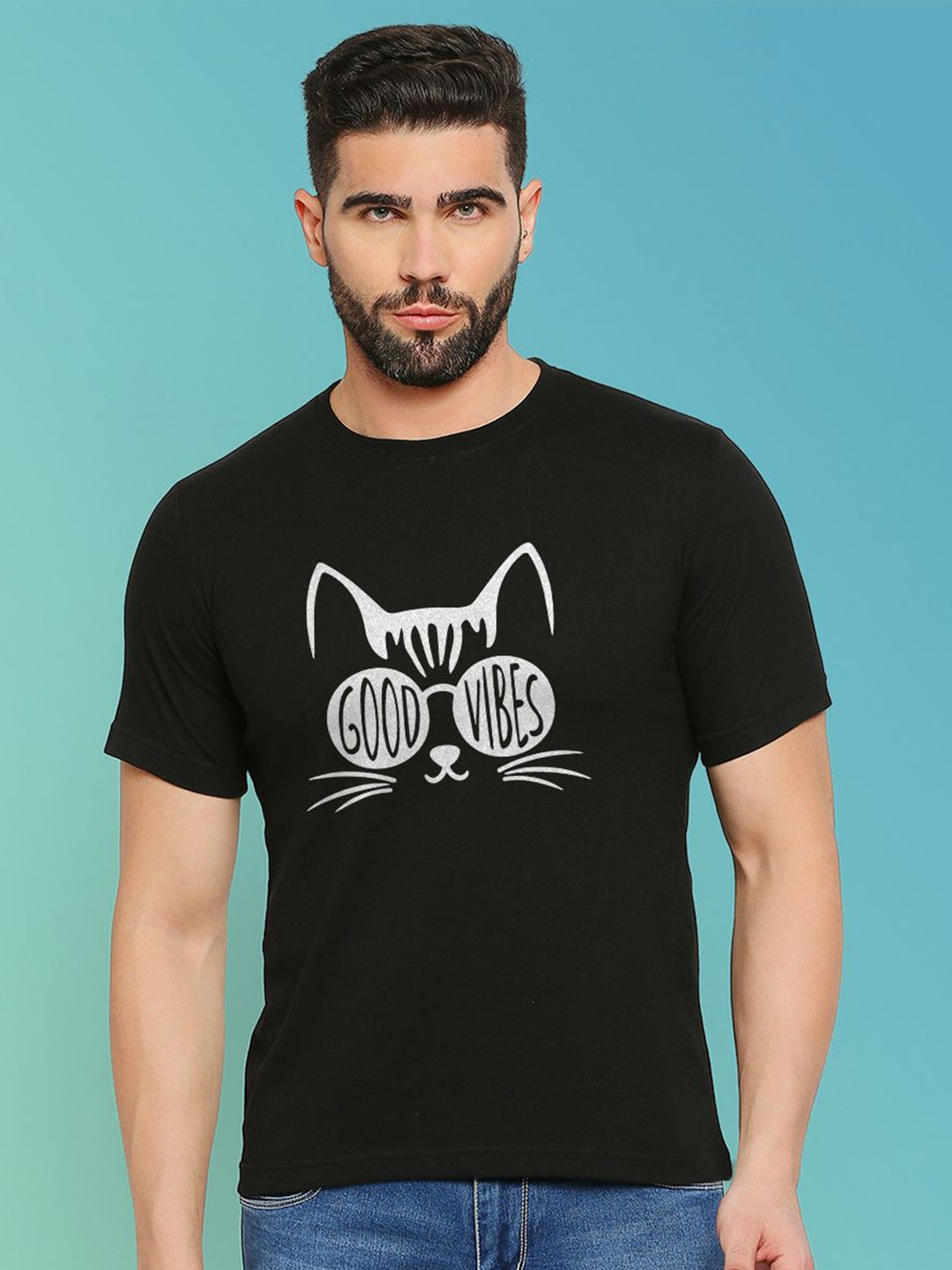 

MOD ECRU Unisex Typography Printed Pure Cotton Plus Size T-shirt, Black