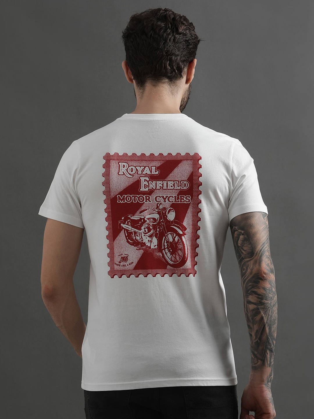 

Royal Enfield Men Graphic Printed T-shirt, White