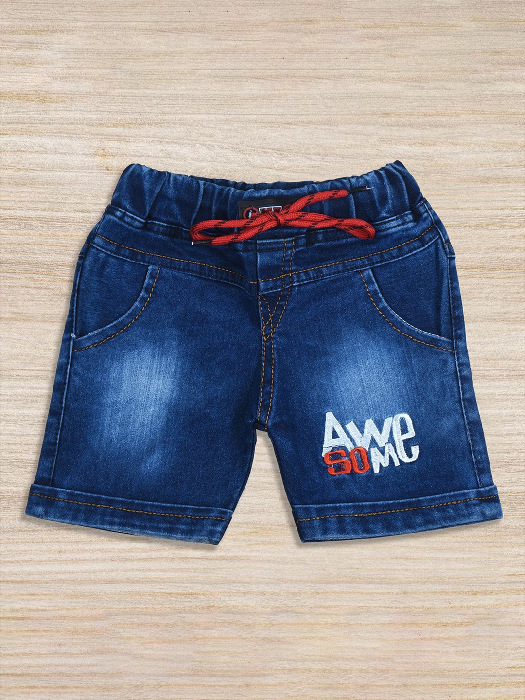 

BAESD Boys Mid-Rise Washed Cotton Denim Shorts, Navy blue