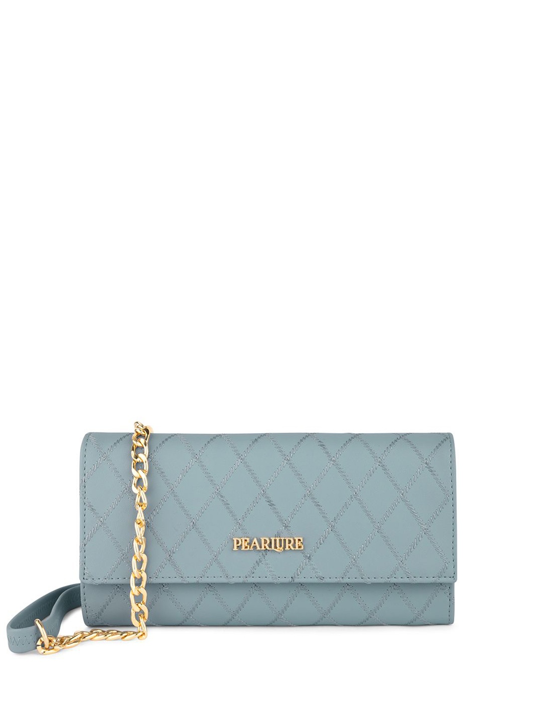 

Pearlure Geometric Textured Structured Sling Bag, Blue