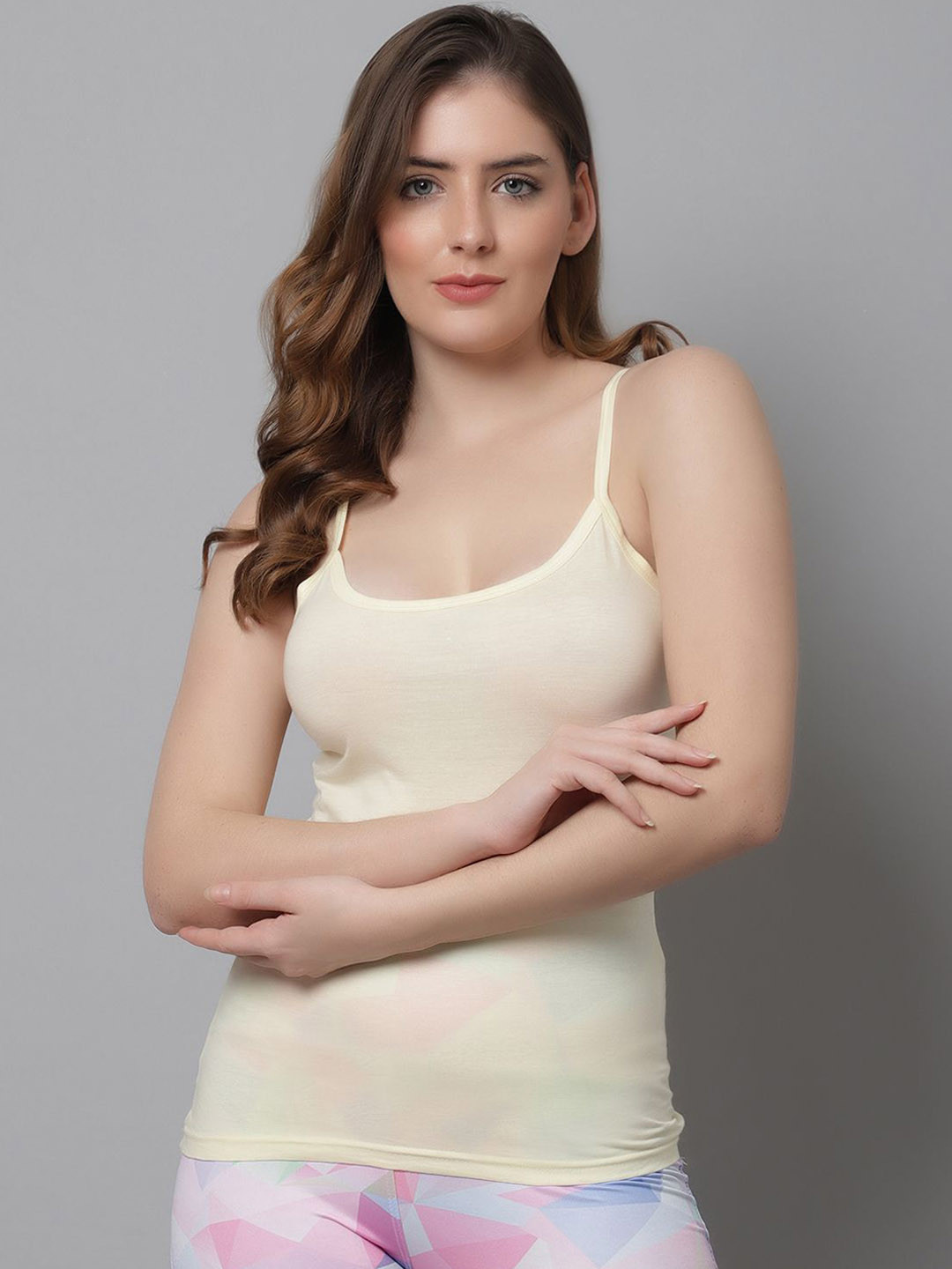 

KEX Shoulder Strap Cotton Camisole, Beige