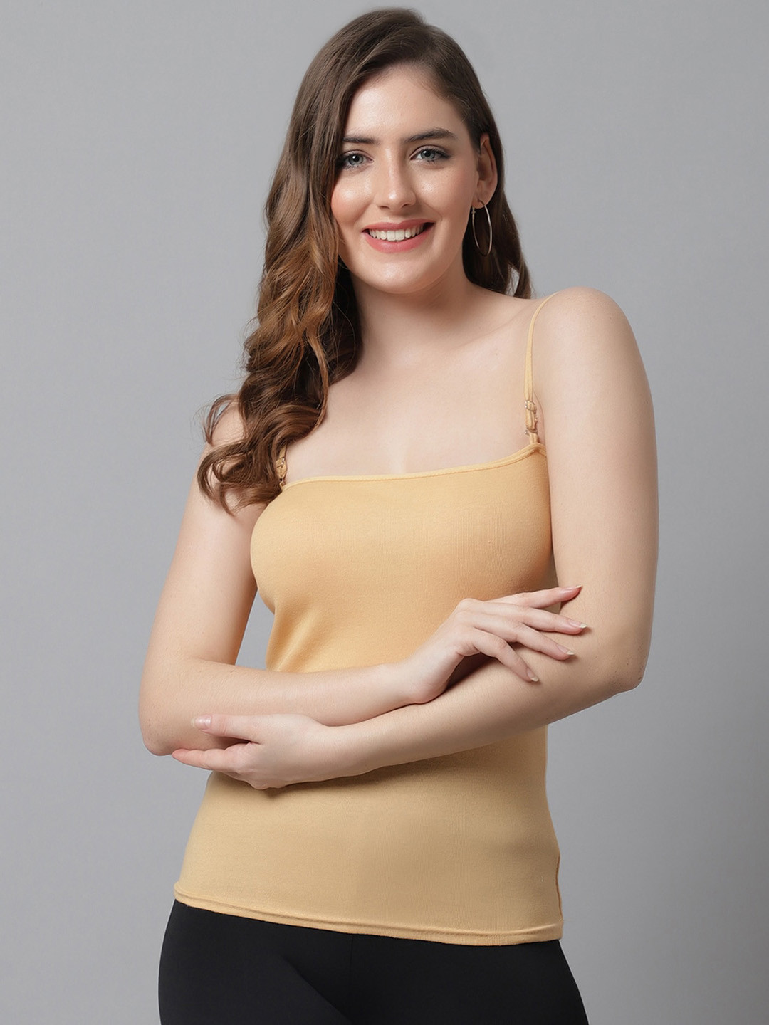

KEX Women Adjustable Cotton Non Padded Camisole, Beige