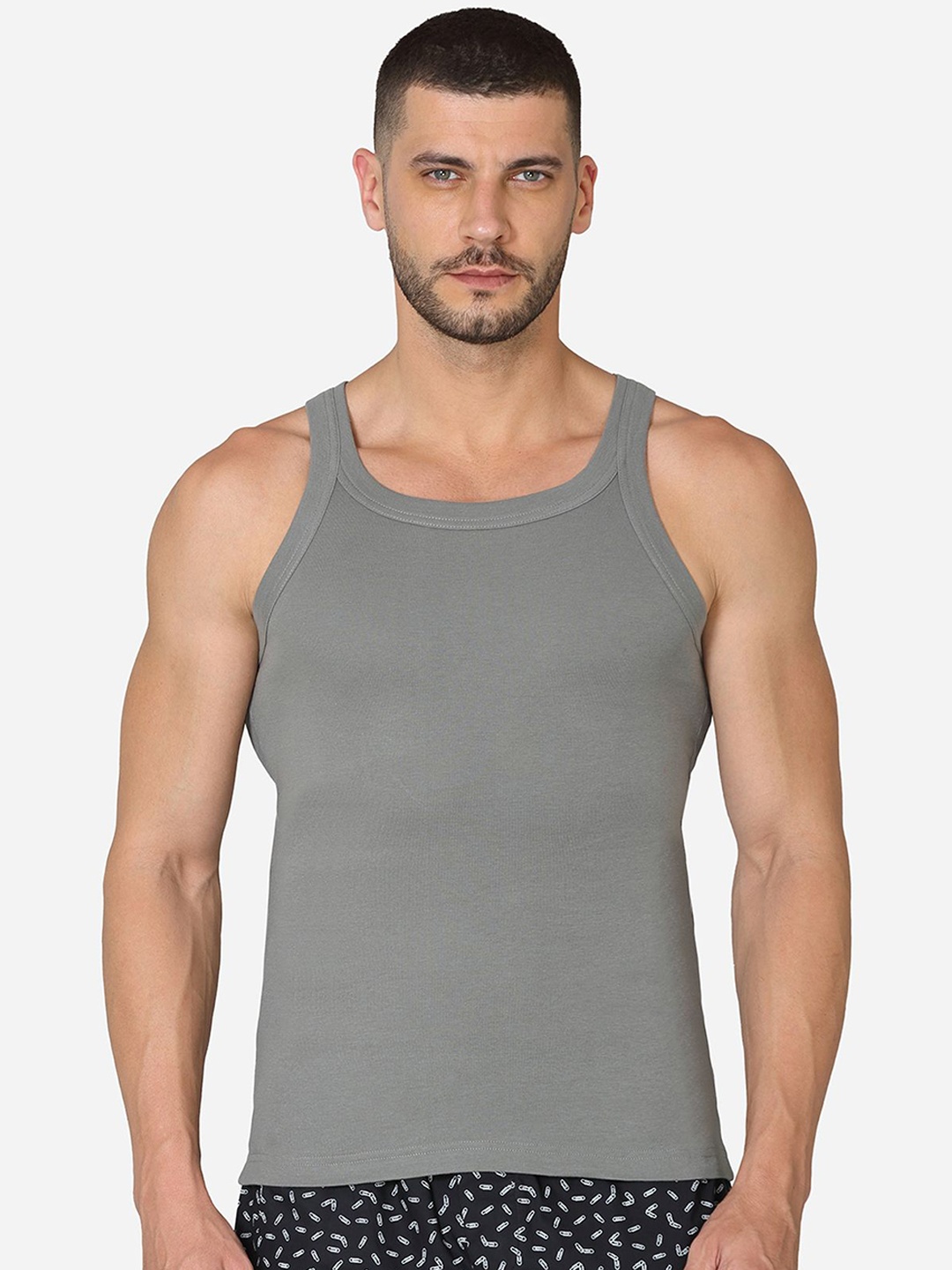 

VStar Square Neck Pure Cotton Basic Innervest, Grey