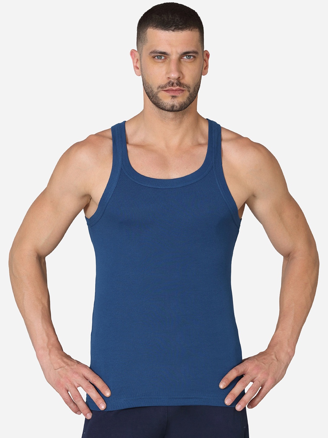 

VStar Square Neck Pure Cotton Innerwear Vest, Blue