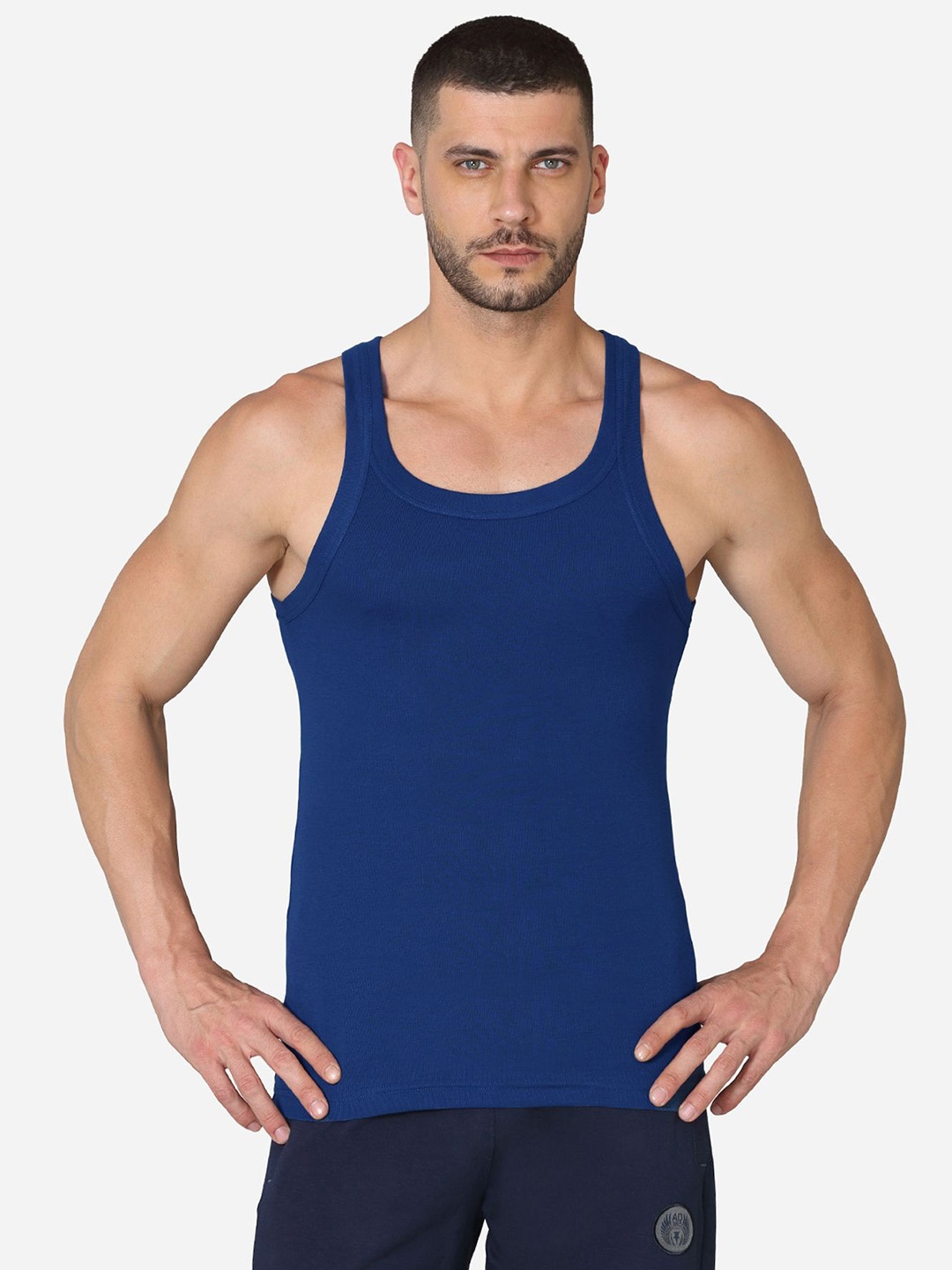 

VStar Square Neck Pure Cotton Innerwear Vest, Navy blue