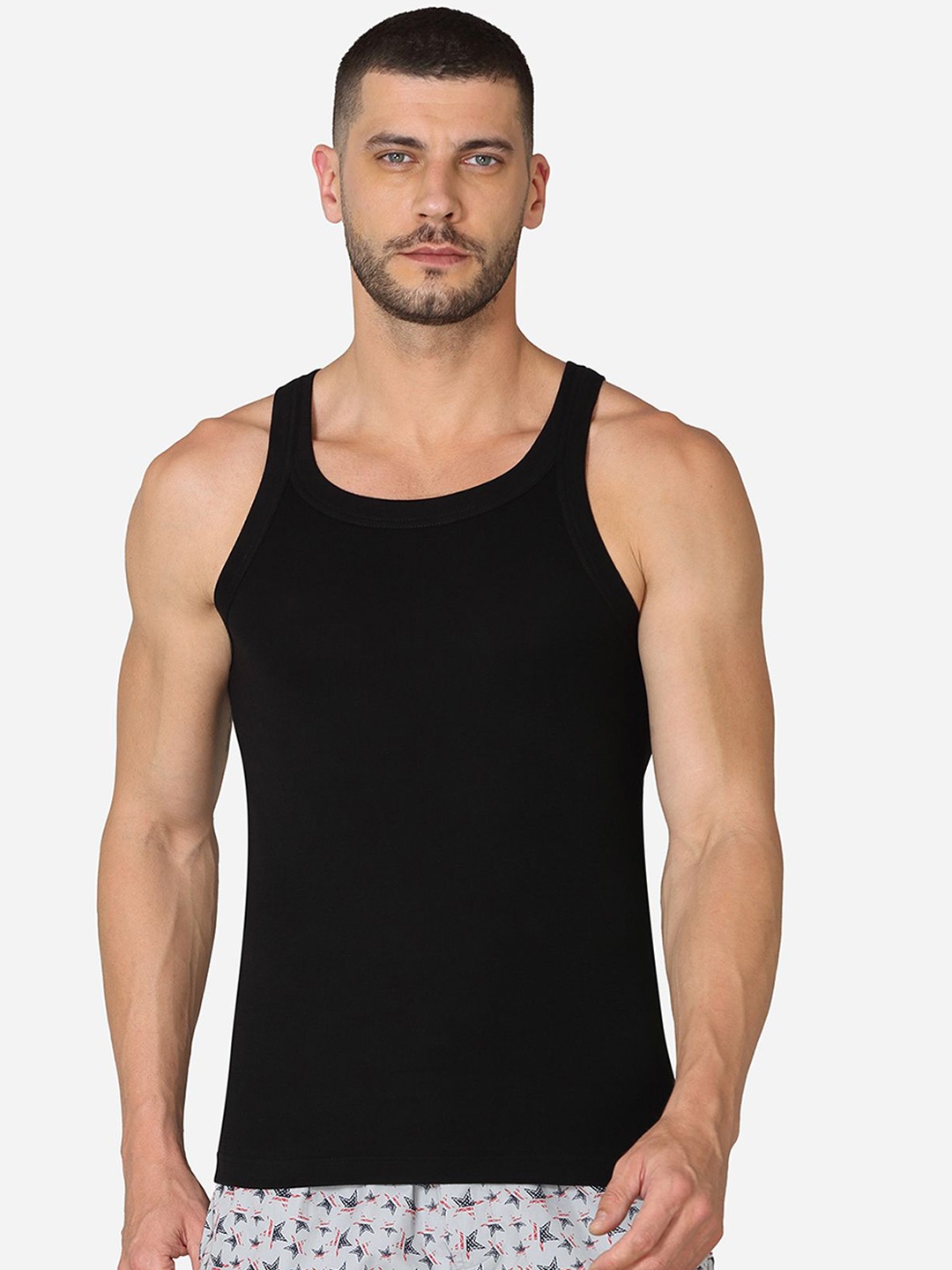 

VStar Square Neck Pure Cotton Basic Innervest, Black