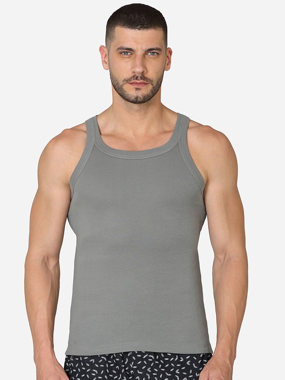 

VStar Square Neck Pure Cotton Basic Innervest, Grey