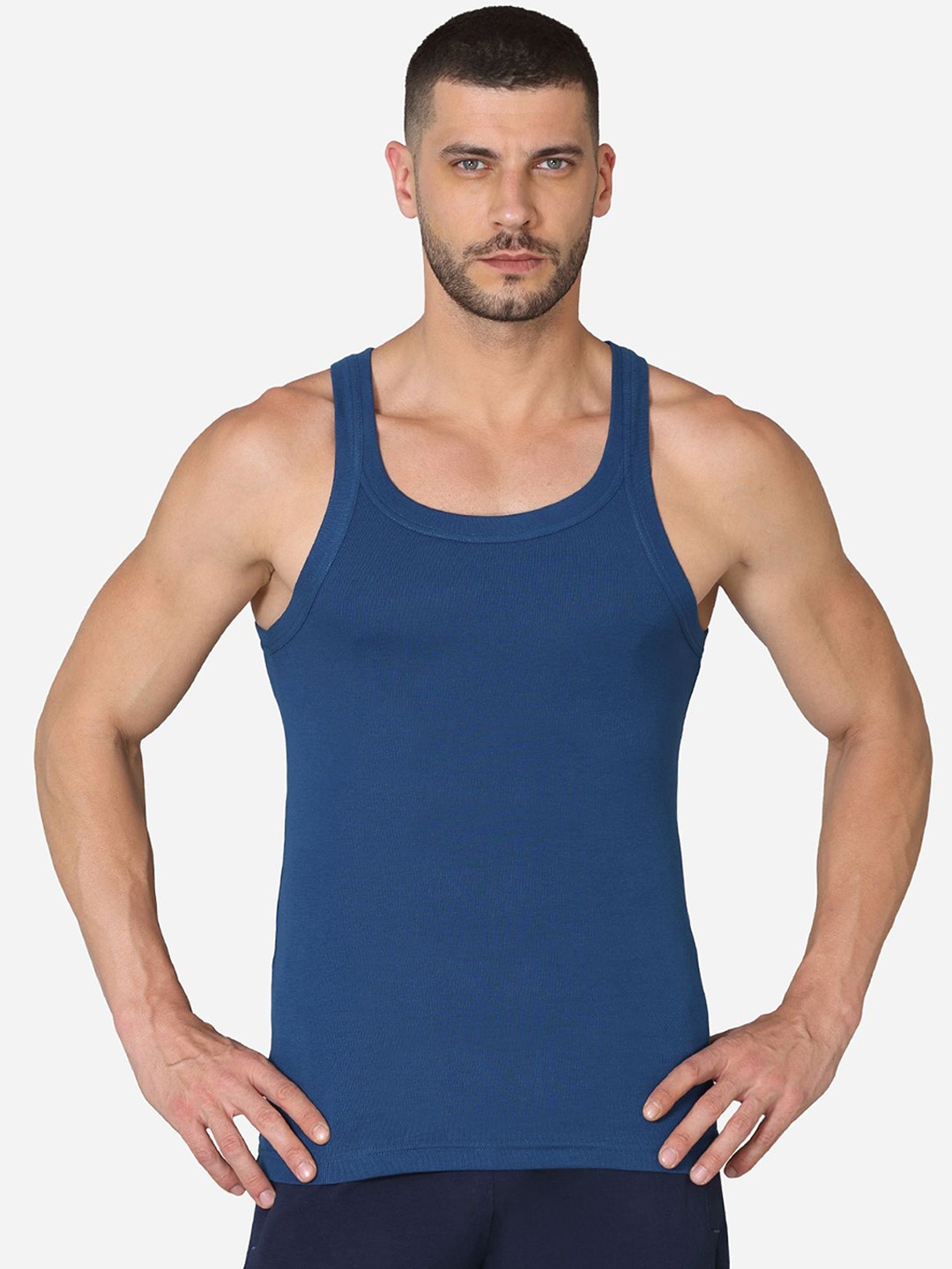 

VStar Square Neck Pure Cotton Basic Innervest, Blue