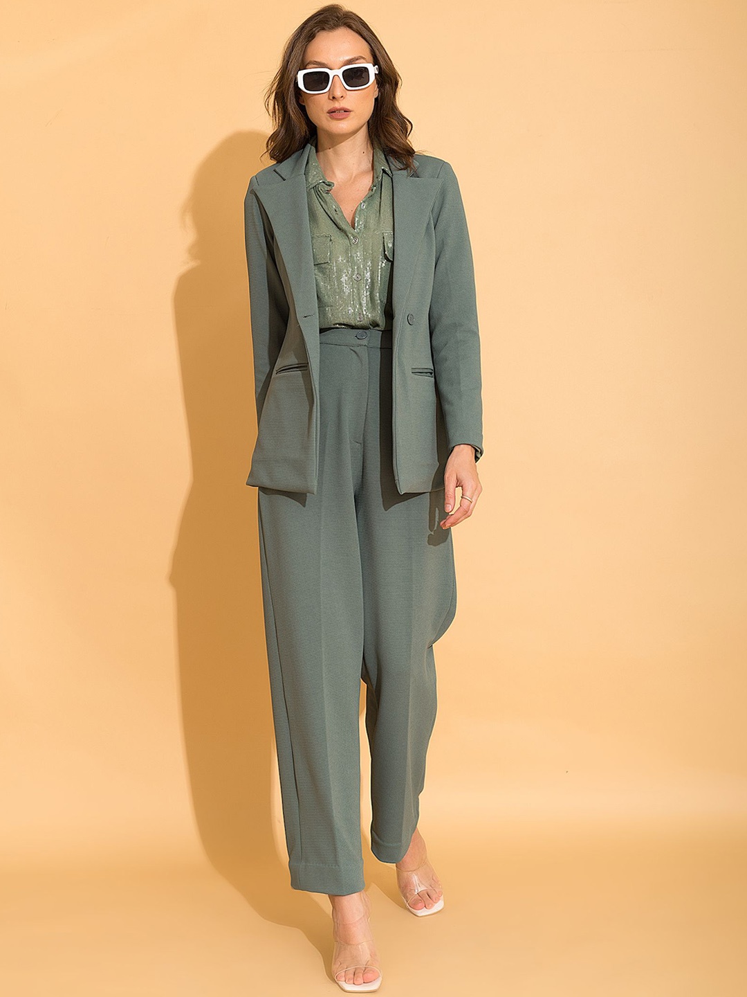 

TORQADORN Self-Design Notched Lapel Collar Single-Breasted Casual Blazer, Teal