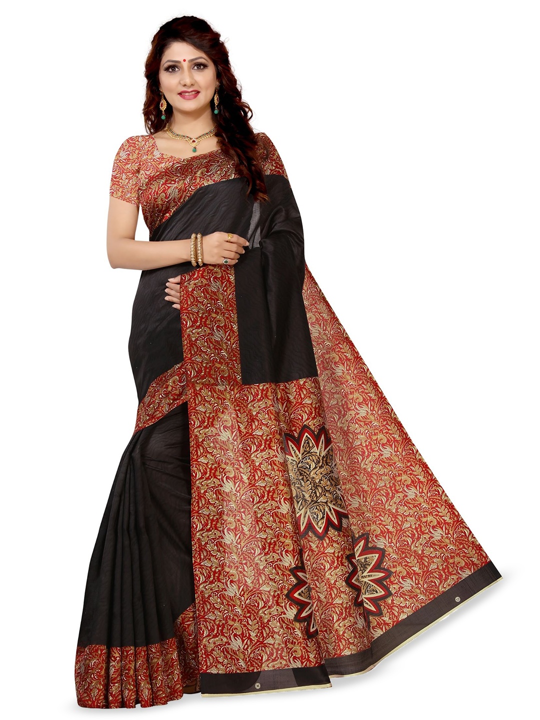 

RUNAYA NX Floral Saree, Black