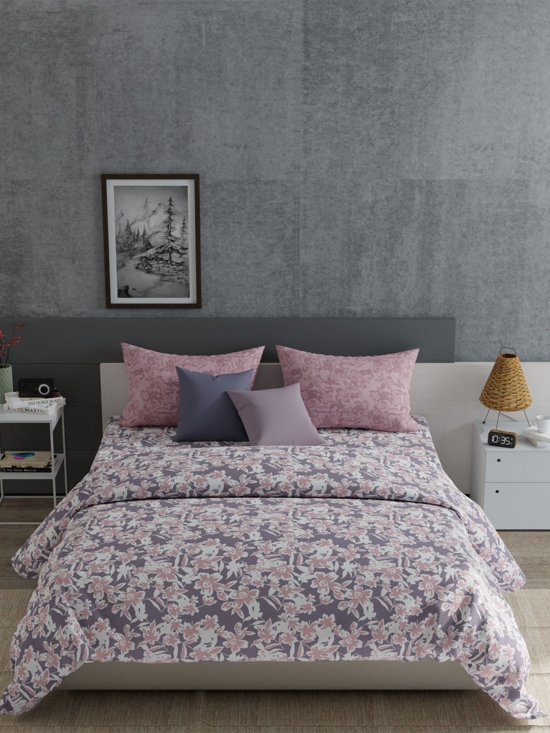 

MYTRIDENT Suzume Misty Rose Everyday Flat 120TC Queen Cotton Bedsheet Set, Pink