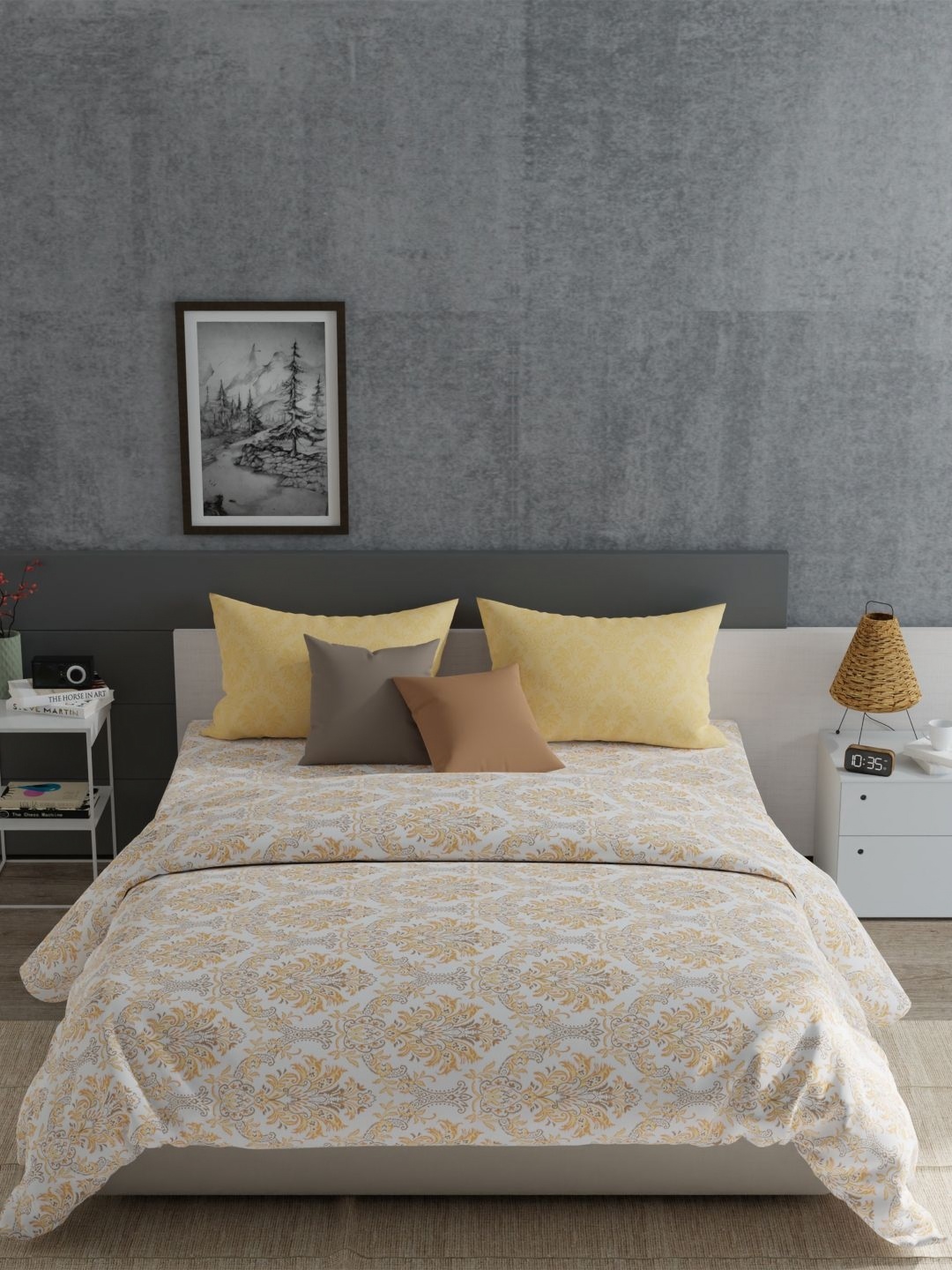 

TRIDENT Maeve Yellow Everyday Flat 120TC Queen Cotton Bedsheet Set