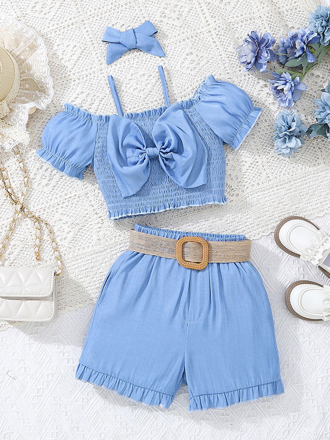 

INCLUD Girls Top with Shorts, Blue