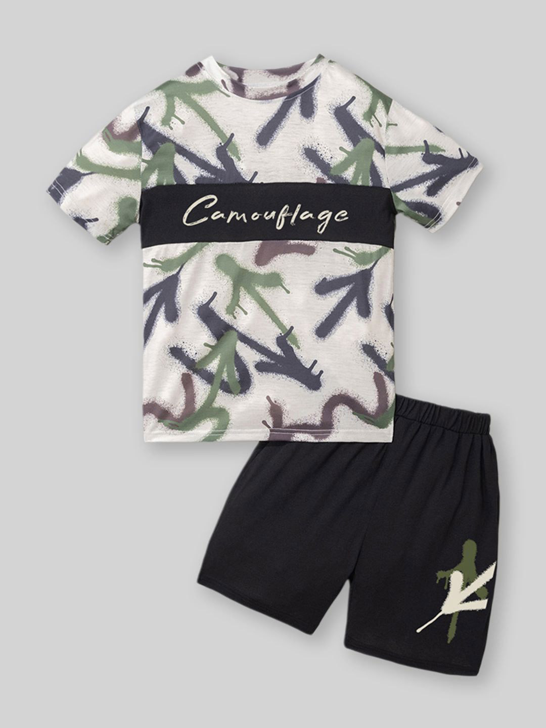 

INCLUD Boys Printed T-shirt with Shorts, White