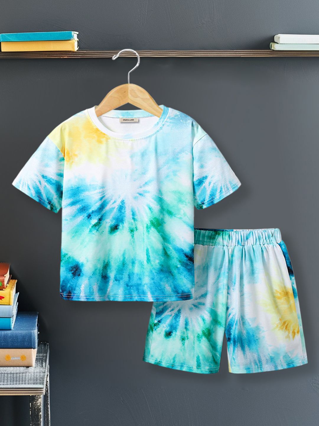 

INCLUD Boys Dyed T-shirt with Shorts, Blue