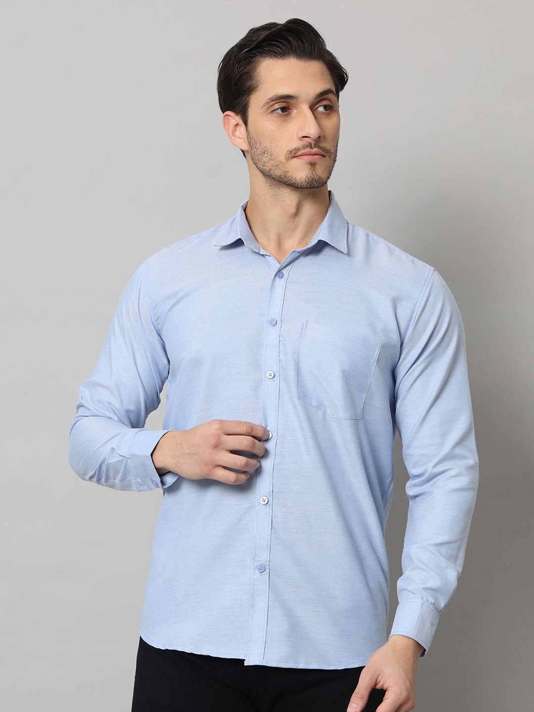 

Bigreams Men Cotton Oxford Long Sleeve Shirt, Blue