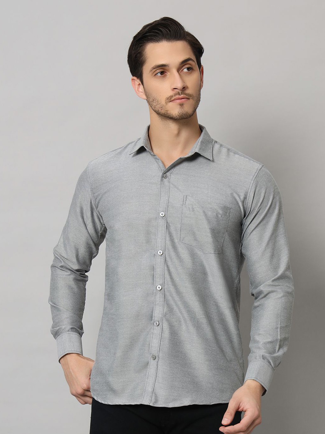 

Bigreams Men Cotton Oxford Long Sleeve Shirt, Grey